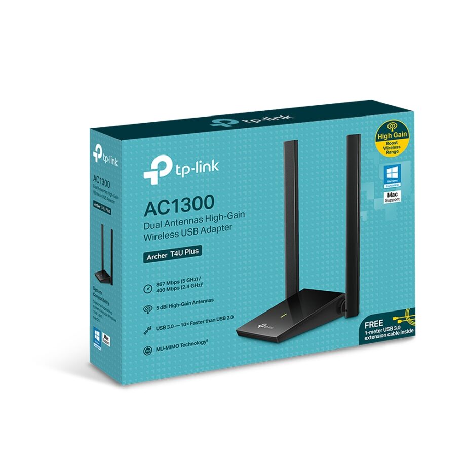 Tp-Link Archer T4U Plus AC1300 Dual Antennas High-Gain Wireless USB Adapter Price in Dubai, UAE - Image 4