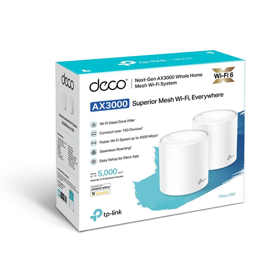 Tp-Link Deco X60 AX3000 Whole Home Mesh Wi-Fi 6 System (2 Pack) Price in Dubai, UAE - Image 2